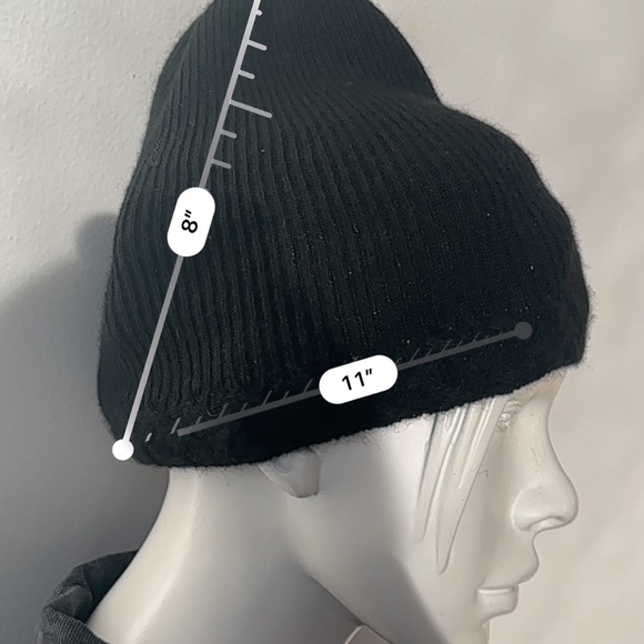 100% CASHMERE Knit Beanie, Detailed Trim, Black, Revolve - Picture 4 of 6
